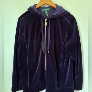 Ralph Lauren Deep Purple Velour Hoodie